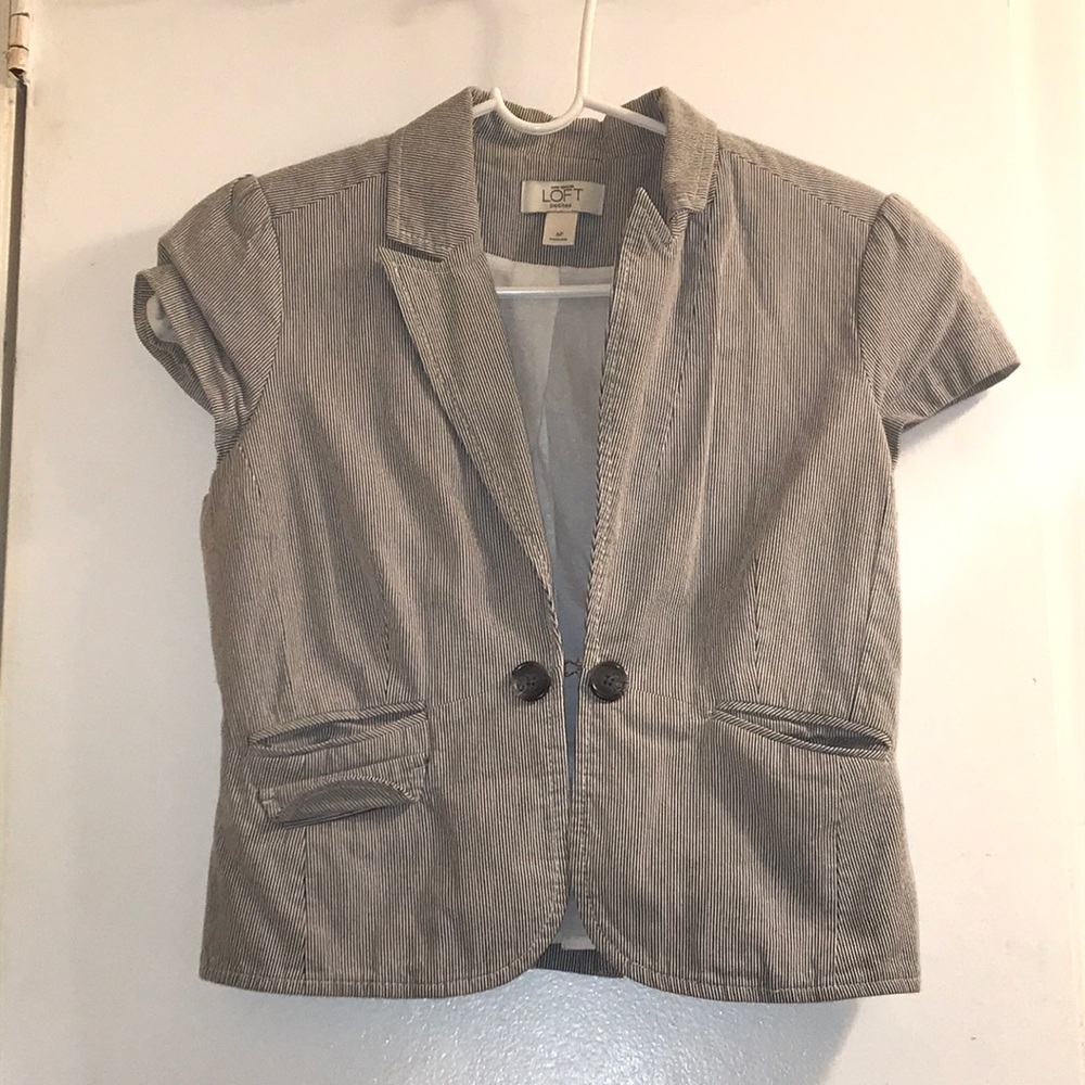 black&white stripped short sleeve blazer